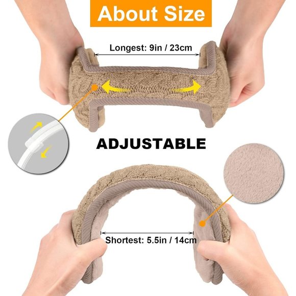 Unisex Khaki Warm Knit Cashmere Adjustable Wrap Outdoor Fur Earwarmer - Picture 6 of 6